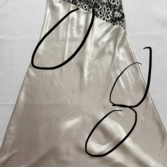 Jones New York Vintage lingerie slip chemise nightgown silver black lace Modest - Picture 7 of 8